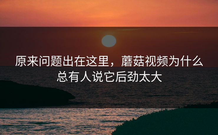 原来问题出在这里，蘑菇视频为什么总有人说它后劲太大  第1张