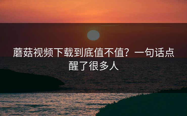 蘑菇视频下载到底值不值？一句话点醒了很多人  第1张