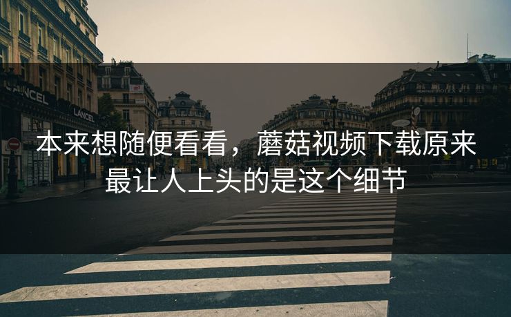 本来想随便看看，蘑菇视频下载原来最让人上头的是这个细节  第1张