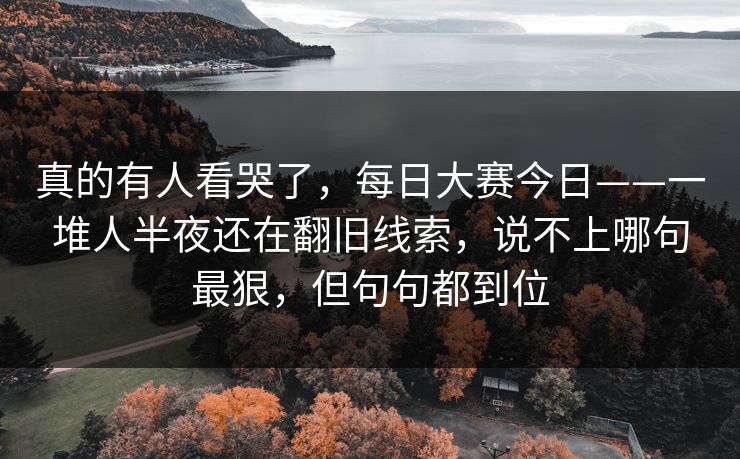 真的有人看哭了，每日大赛今日——一堆人半夜还在翻旧线索，说不上哪句最狠，但句句都到位
