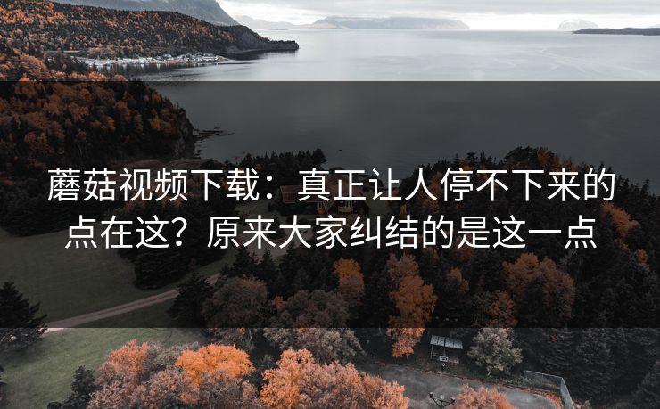 蘑菇视频下载:真正让人停不下来的点在这?原来大家纠结的是这一点 第1张 蘑菇视频下载:真正让人停不下来的点在这?原来大家纠结的是这一点 第1张
