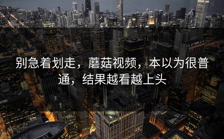别急着划走,蘑菇视频,本以为很普通,结果越看越上头 第1张 别急着划走,蘑菇视频,本以为很普通,结果越看越上头 第1张